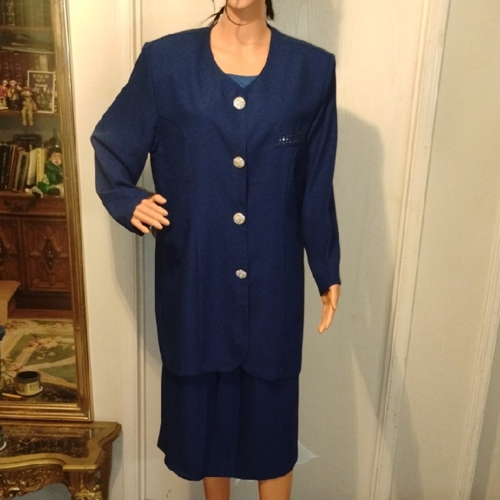Elegant Blue Women's Skirt Suit